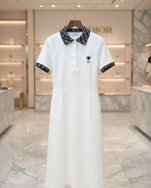 Women Elegant Polo Collar Mini Dress – Short Sleeve Casual Fit Dress
