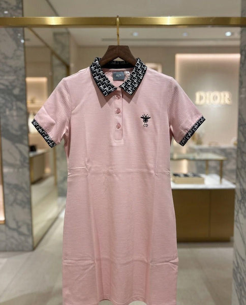 Women Elegant Polo Collar Mini Dress – Short Sleeve Casual Fit Dress