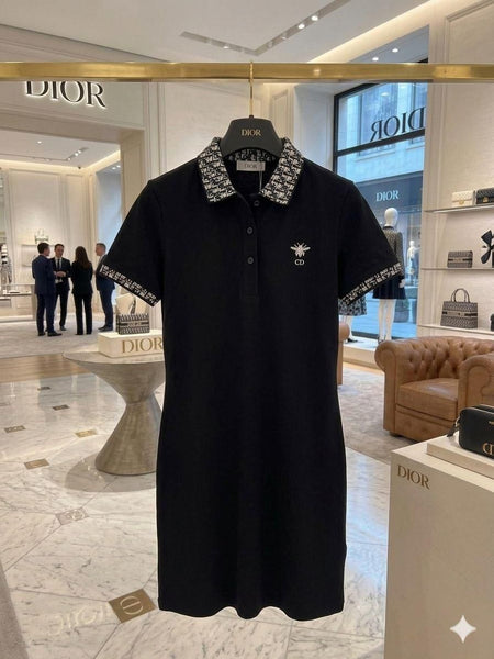 Women Elegant Polo Collar Mini Dress – Short Sleeve Casual Fit Dress