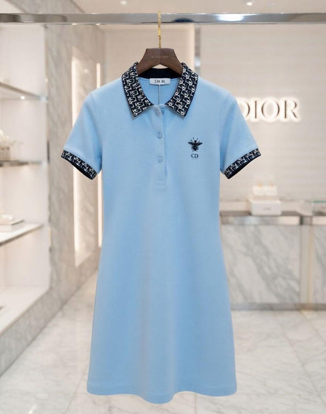 Women Elegant Polo Collar Mini Dress – Short Sleeve Casual Fit Dress