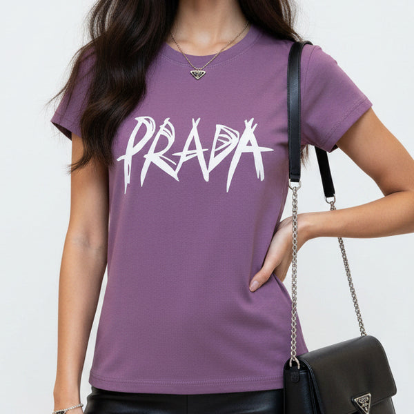 Women Premium Purple Graphic Print Round Neck T-Shirt