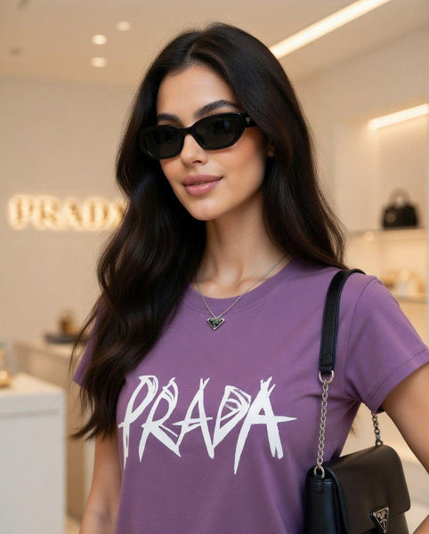 Women Premium Purple Graphic Print Round Neck T-Shirt