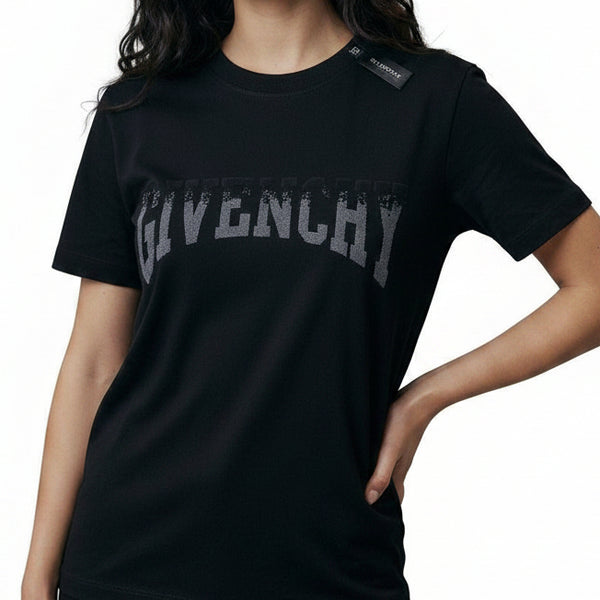 Women Premium Black Graphic Print Crew Neck T-Shirt