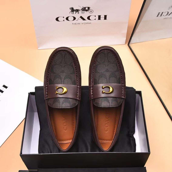 Classic Dark Brown Penny Loafers with Gold Accent