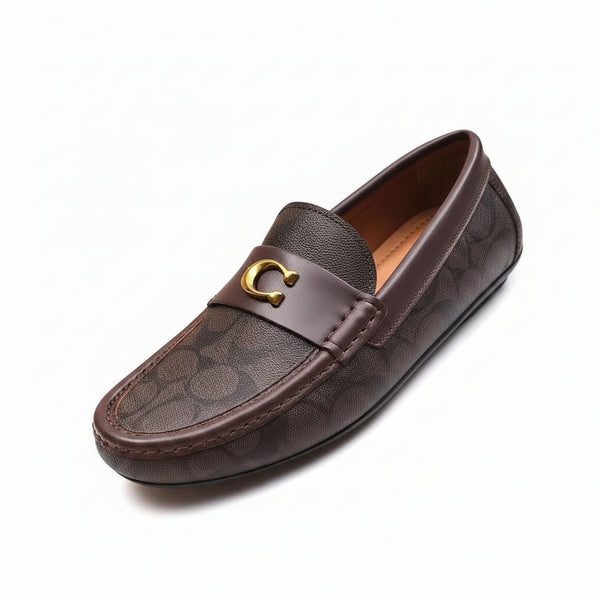 Classic Dark Brown Penny Loafers with Gold Accent