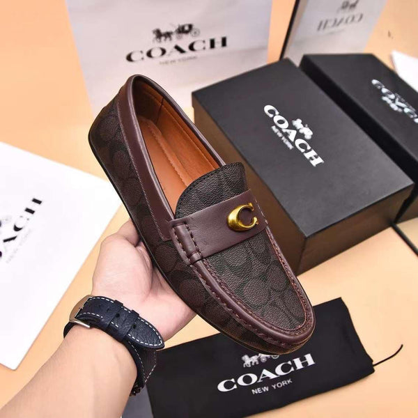 Classic Dark Brown Penny Loafers with Gold Accent