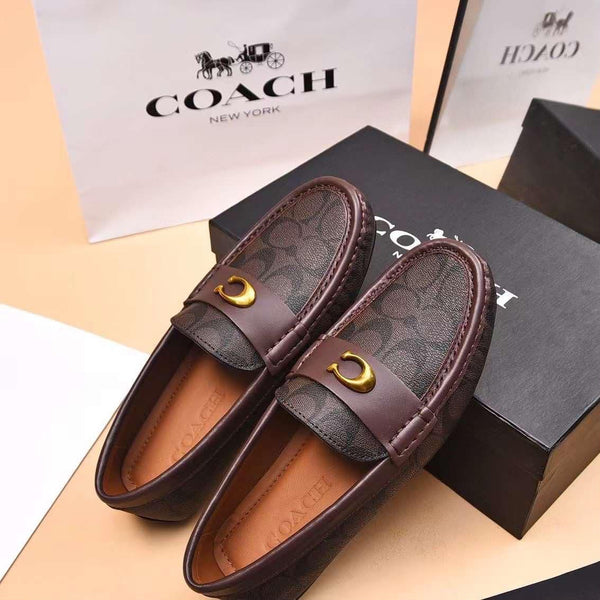 Classic Dark Brown Penny Loafers with Gold Accent