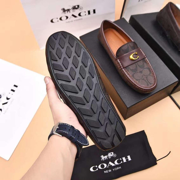 Classic Dark Brown Penny Loafers with Gold Accent
