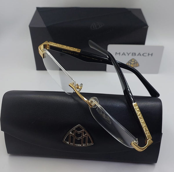Luxury  Rimless Designer Eyeglasses  Gold & Black Premium Frame