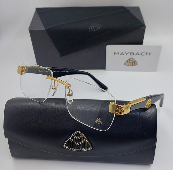 Luxury  Rimless Designer Eyeglasses  Gold & Black Premium Frame