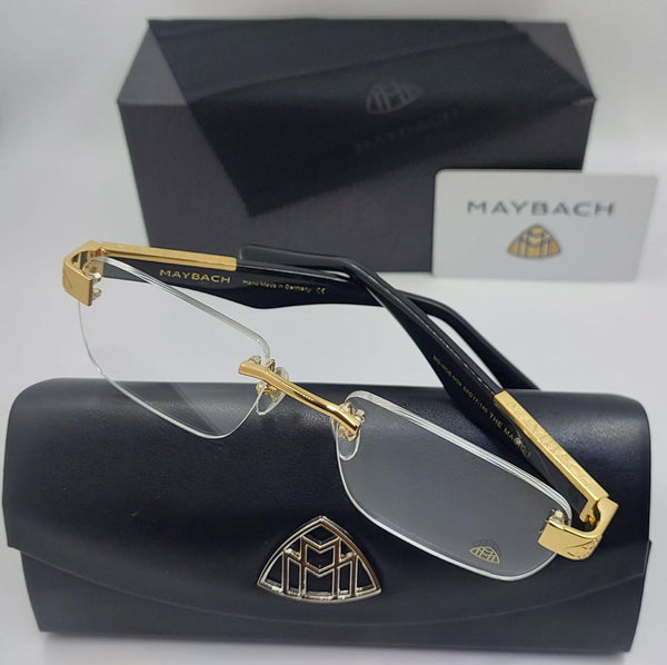 Luxury  Rimless Designer Eyeglasses  Gold & Black Premium Frame