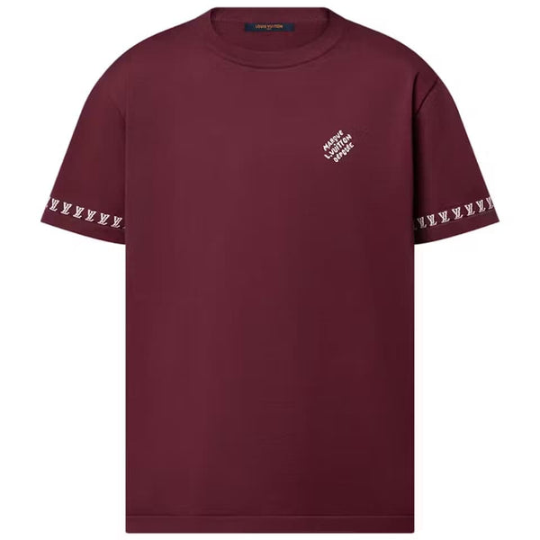 Men’s Premium Maroon Regular Fit T-Shirt with Printed Sleeve Detail