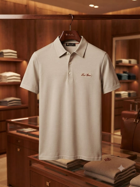 Elegant Beige Polo T-Shirt for Men Luxury Casual Wear