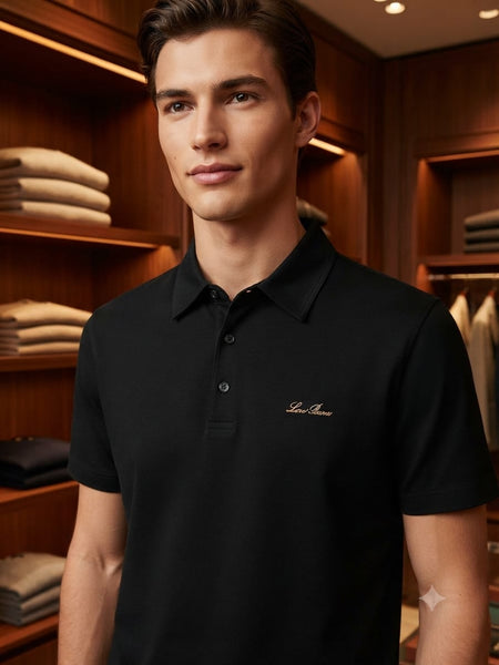 Luxury Elegant Black Polo T-Shirt for Men Premium Regular Fit