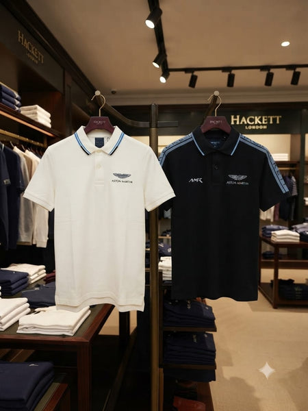 Men Premium Polo T-Shirt with Contrast Collar and Shoulder Stripe Detail