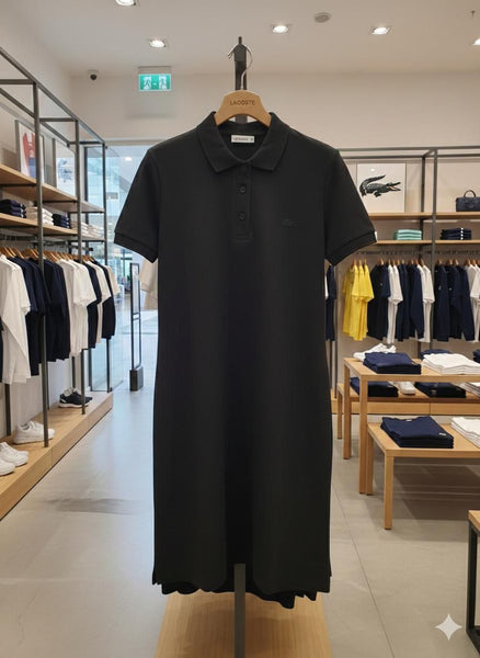 Classic Short-Sleeve Polo Shirt Dress with Collared Design