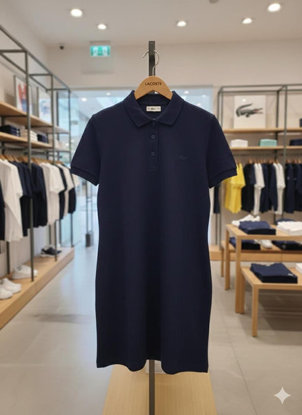 Classic Short-Sleeve Polo Shirt Dress with Collared Design