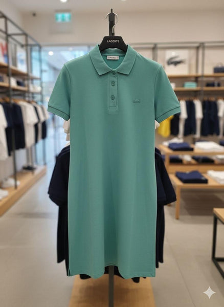 Classic Short-Sleeve Polo Shirt Dress with Collared Design
