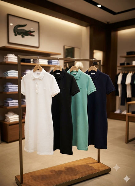 Classic Short-Sleeve Polo Shirt Dress with Collared Design