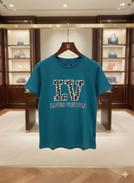 Kid Teal Blue Printed Crew Neck Casual T-Shirt