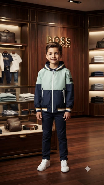 Premium Quality Kids Color-Block Hooded Zip-Up Jacket