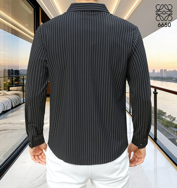 Men Premium Pinstripe Full-Sleeve Shirt – Classic Button-Down Casual Shirt
