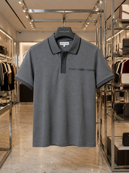 Premium Men Textured Polo T-Shirt – Contrast Collar & Sleeve Trim Casual Tee