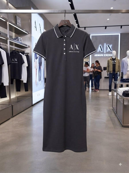 Women Elegant Gray Polo Collar Mini Dress – Short Sleeve Casual Fit Dress