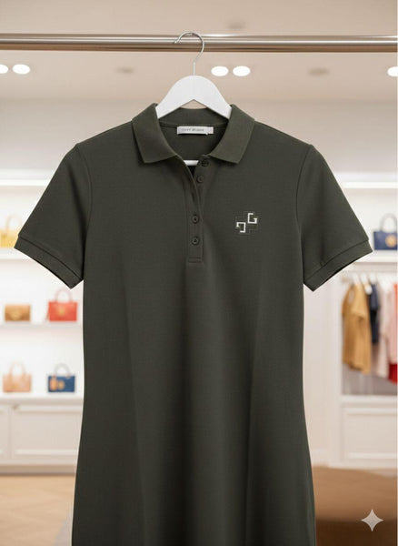 Premium Dark Green Polo Shirt Dress for Women