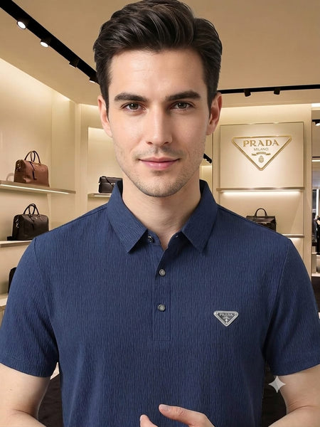 Men Navy Blue Half-Sleeve Polo T-Shirt