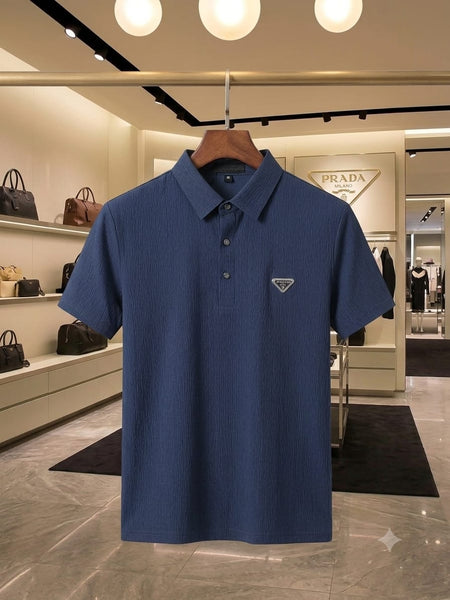 Men Navy Blue Half-Sleeve Polo T-Shirt