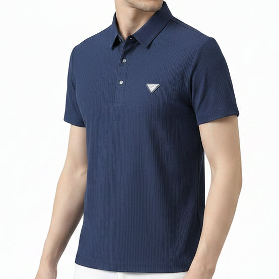 Men Navy Blue Half-Sleeve Polo T-Shirt