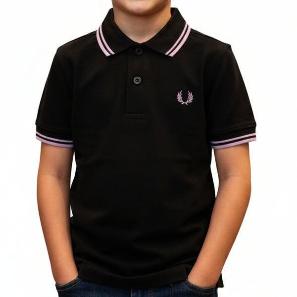 Premium Kids Polo T-Shirt with Striped Contrast Collar