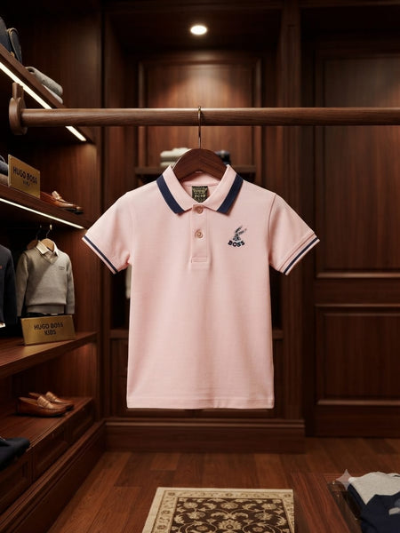 Kids Stylish Polo T-Shirt with Contrast Striped Collar