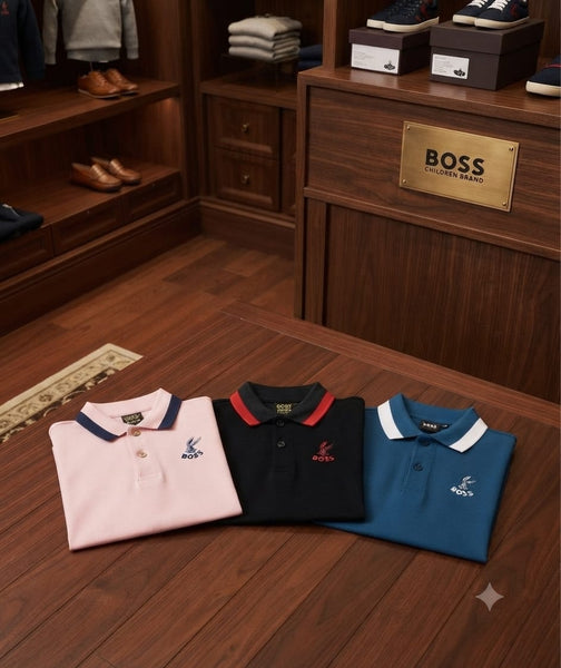 Kids Stylish Polo T-Shirt with Contrast Striped Collar