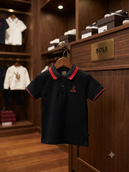 Kids Stylish Polo T-Shirt with Contrast Striped Collar