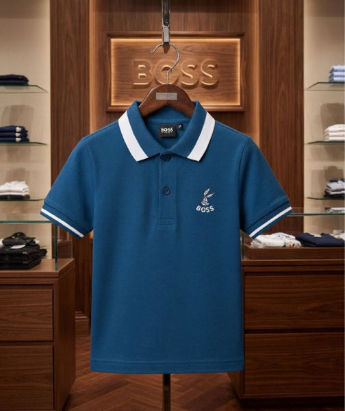 Kids Stylish Polo T-Shirt with Contrast Striped Collar