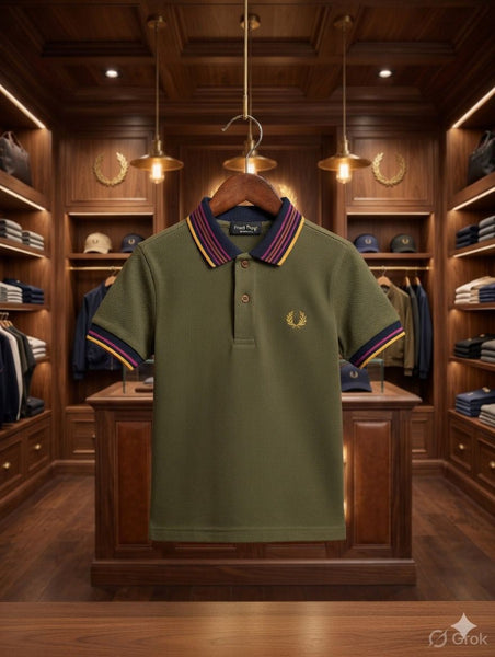 Kids Smart Casual Polo T-Shirt with Striped Collar