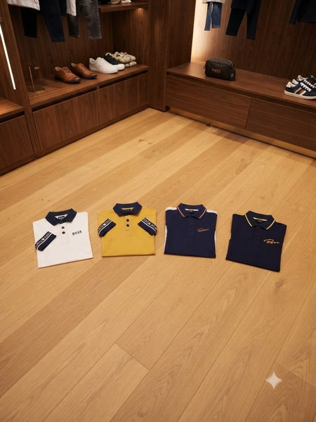 Kids Elegant Polo T-Shirt with Contrast Collar Detail