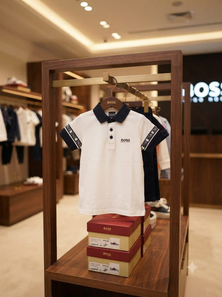 Kids Elegant Polo T-Shirt with Contrast Collar Detail