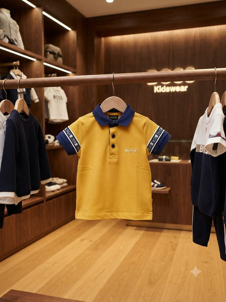 Kids Elegant Polo T-Shirt with Contrast Collar Detail