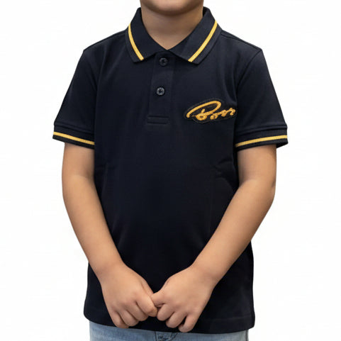 Kids Elegant Polo T-Shirt with Contrast Collar Detail