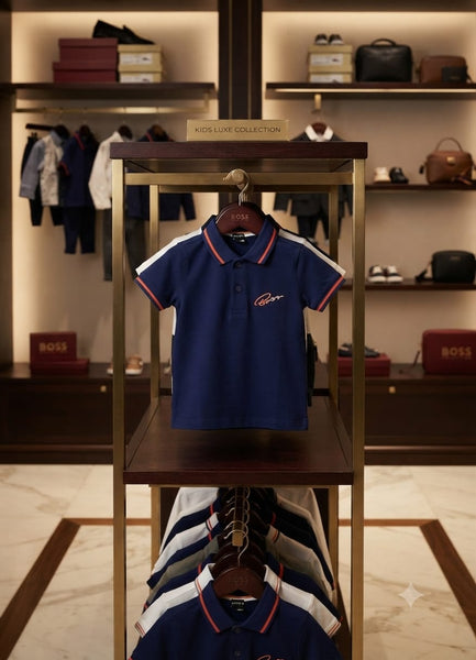 Kids Elegant Polo T-Shirt with Contrast Collar Detail