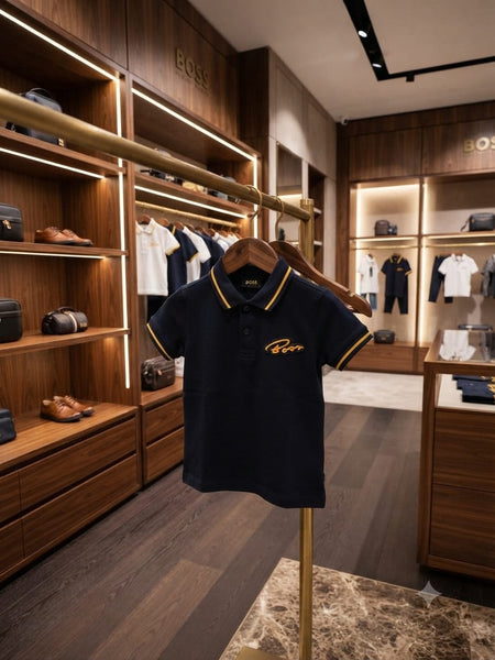 Kids Elegant Polo T-Shirt with Contrast Collar Detail