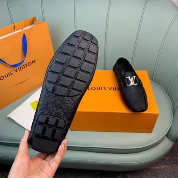 Men Black Textured Slip-On Loafers with Metal Emblem