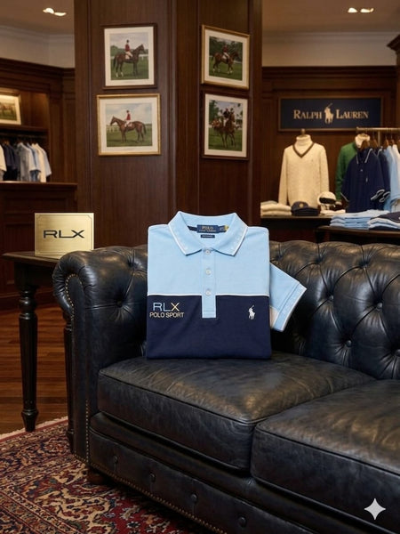 Men’s Stylish Blue & Navy Color-Block Polo T-Shirt