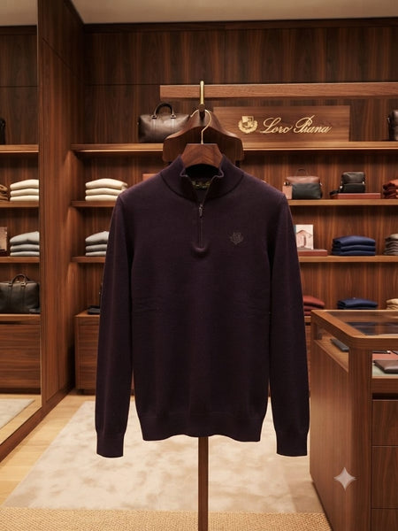 Men Luxury Classic Quarter-Zip Pullover Sweater