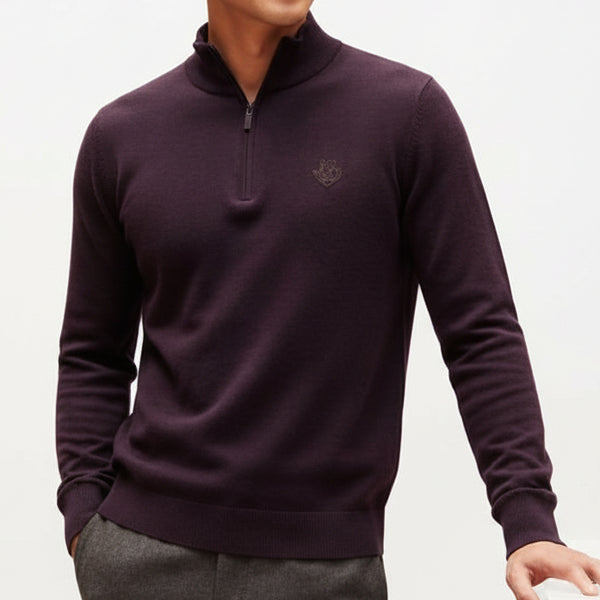 Men Luxury Classic Quarter-Zip Pullover Sweater