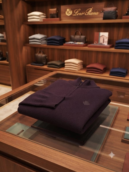 Men Luxury Classic Quarter-Zip Pullover Sweater