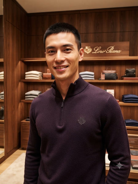 Men Luxury Classic Quarter-Zip Pullover Sweater
